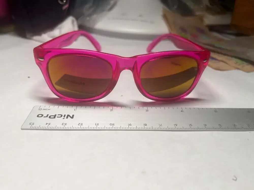 Kids’ Pink Translucent Wayfarer Style Sunglasses with Mirrored Lenses